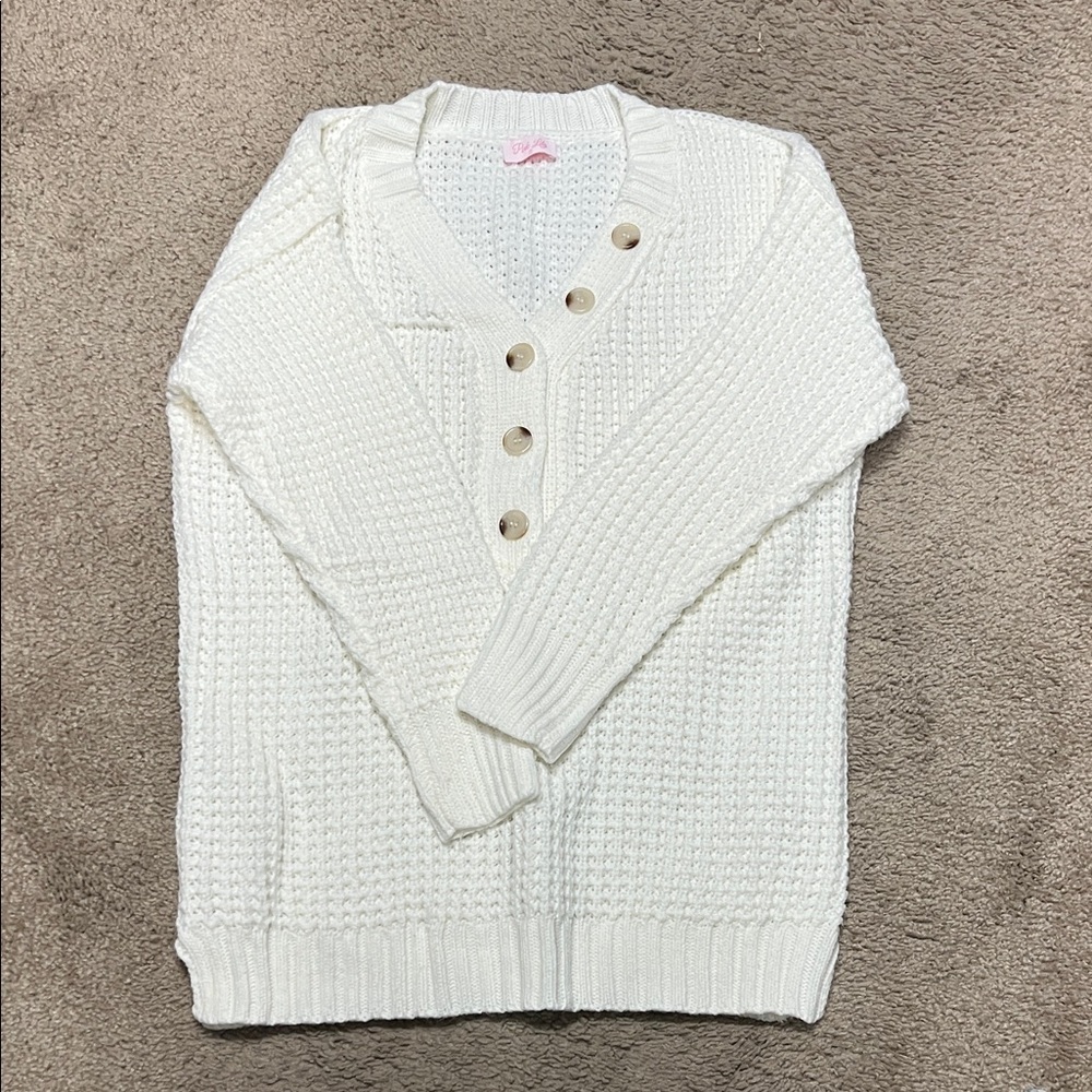 Pink Lily Cream Button-Up Cardigan